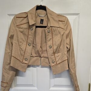 White House Black Market Beige Blazer with Button Accents